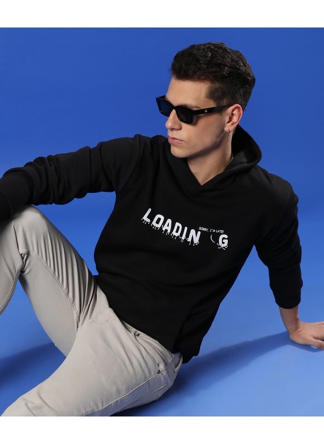 Men's Black Loading Hoodie With Kangaroo Pocket