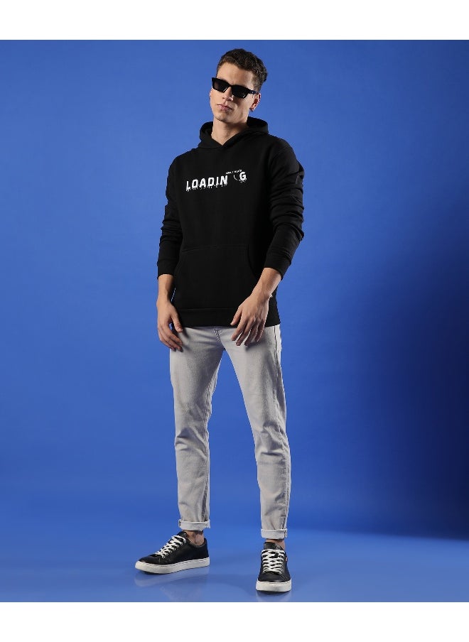 Men's Black Loading Hoodie With Kangaroo Pocket