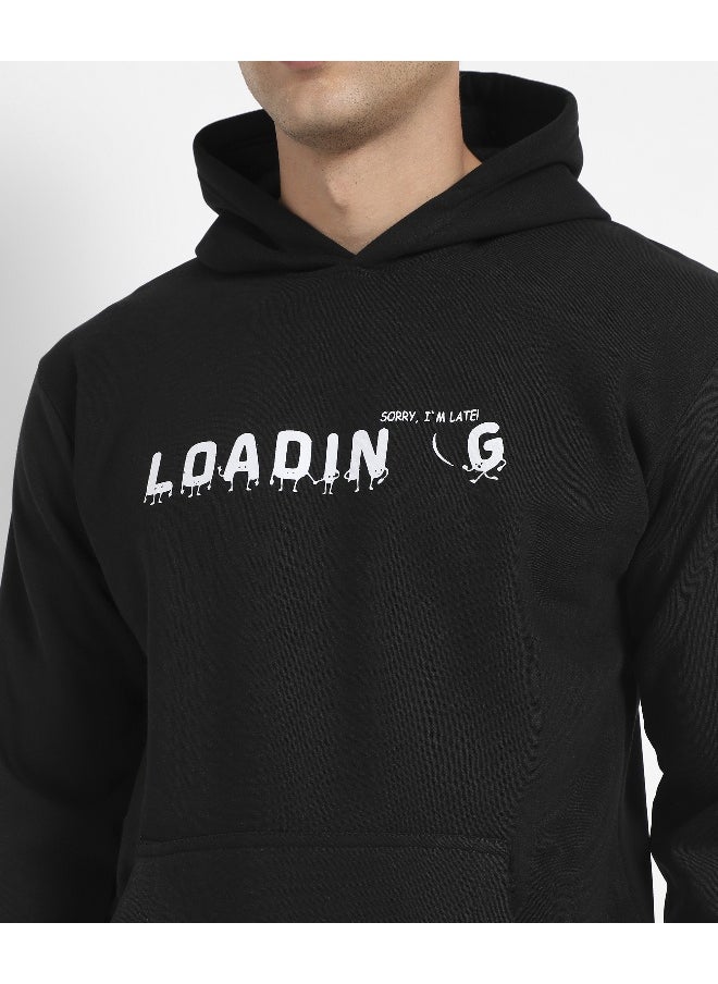 Men's Black Loading Hoodie With Kangaroo Pocket