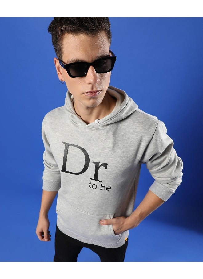 Men's Light Grey Dr. To Be Hoodie With Kangaroo Pocket