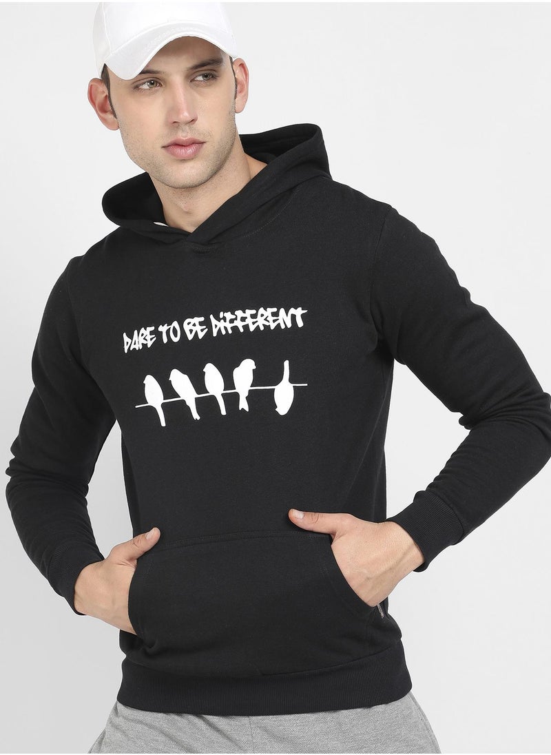 Men's Black Dare To Be Different Hoodie With Kangaroo Pocket