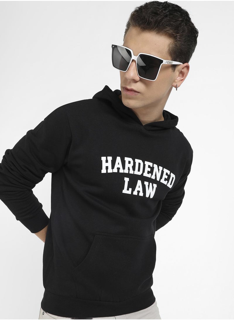 Men's Black Hardened Law Hoodie With Kangaroo Pocket