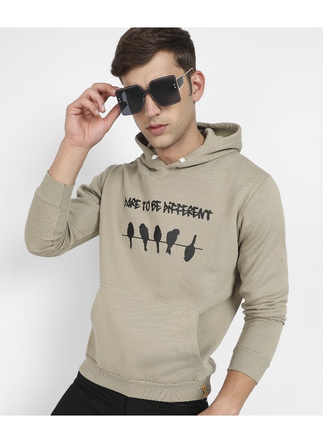 Men's Olive Green Dare To Be Different Hoodie With Kangaroo Pocket