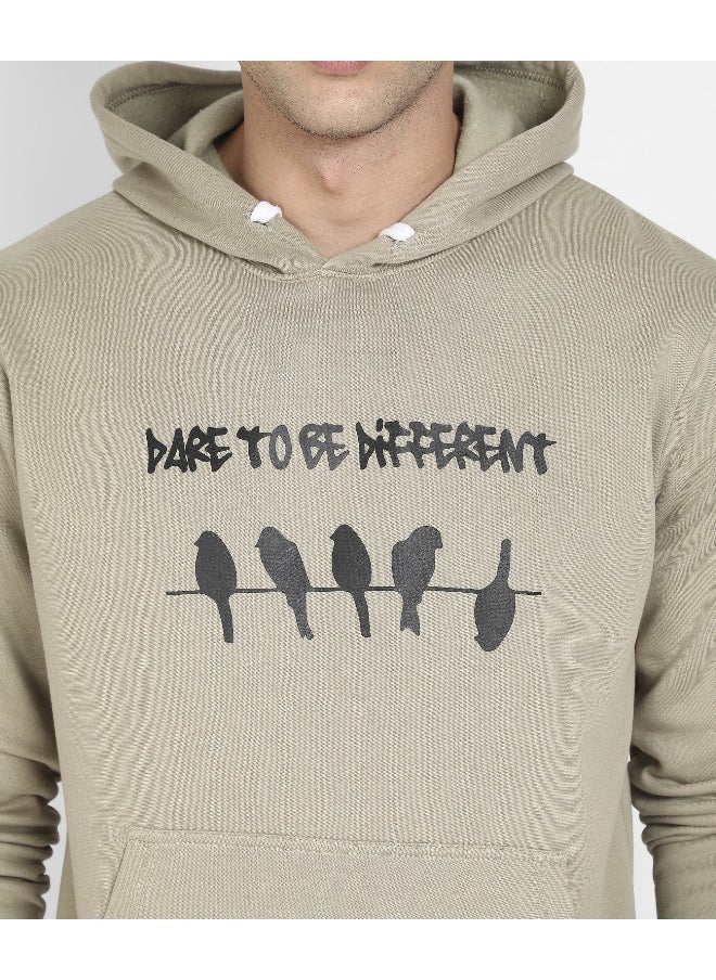 Men's Olive Green Dare To Be Different Hoodie With Kangaroo Pocket