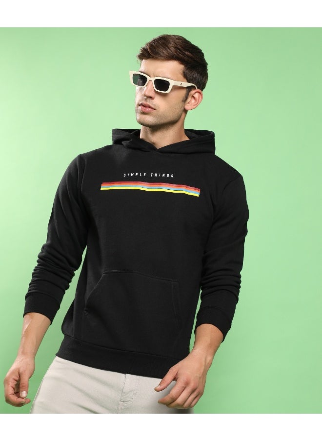 Men's Black Simple Things Hoodie With Kangaroo Pocket