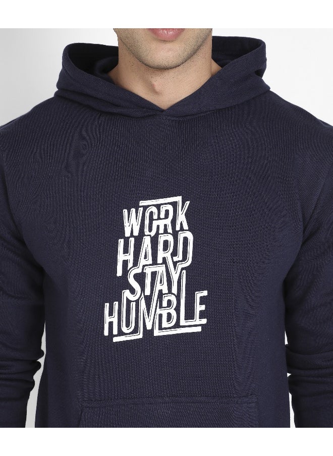 Men's Navy Blue Work Hard Stay Humble Hoodie