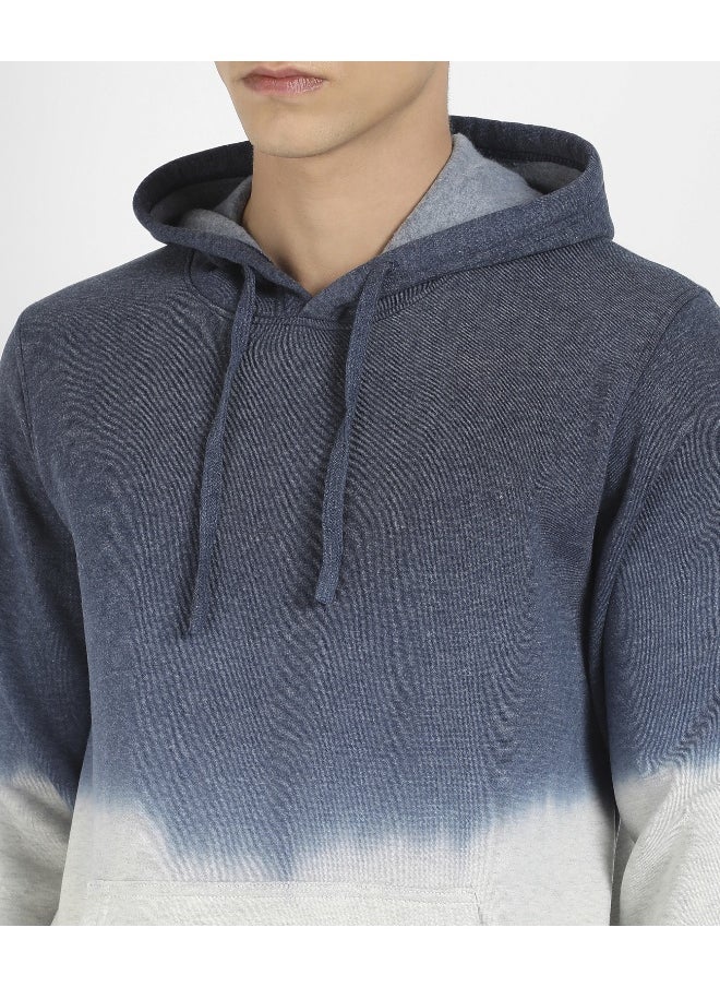 Men's Blue & Grey Pullover Ombre Sweatshirt With Ribbed Hem