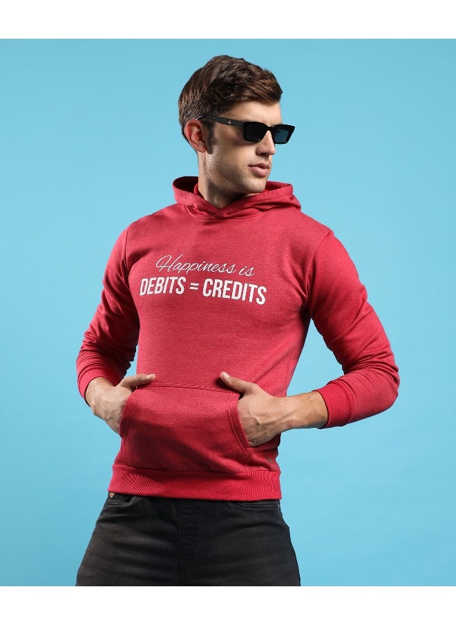 Men's Red Happiness Is Hoodie With Kangaroo Pocket