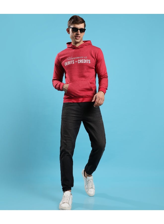 Men's Red Happiness Is Hoodie With Kangaroo Pocket