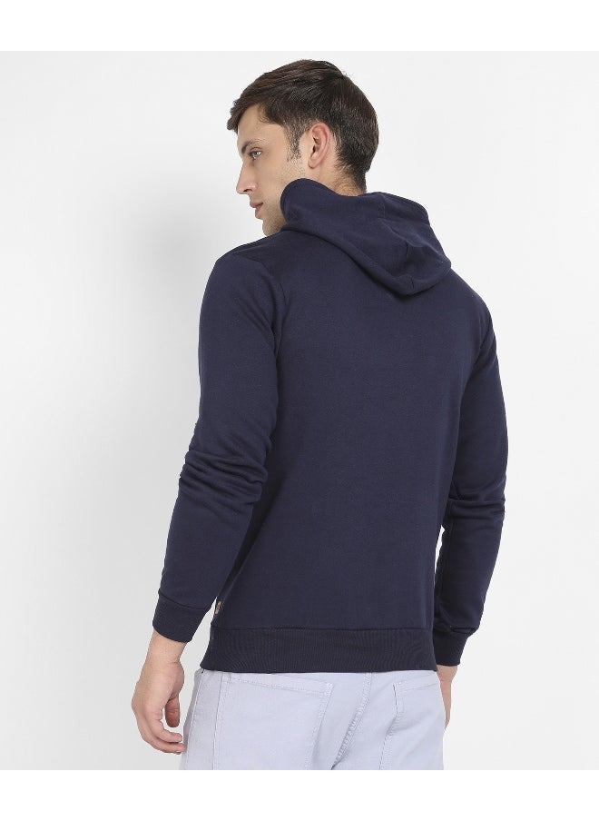 Men's Navy Blue Loading Hoodie With Kangaroo Pocket