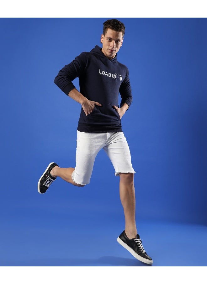 Men's Navy Blue Loading Hoodie With Kangaroo Pocket