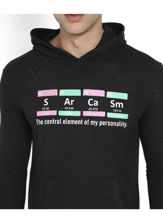 Men's Black Sarcasm Hoodie With Kangaroo Pocket