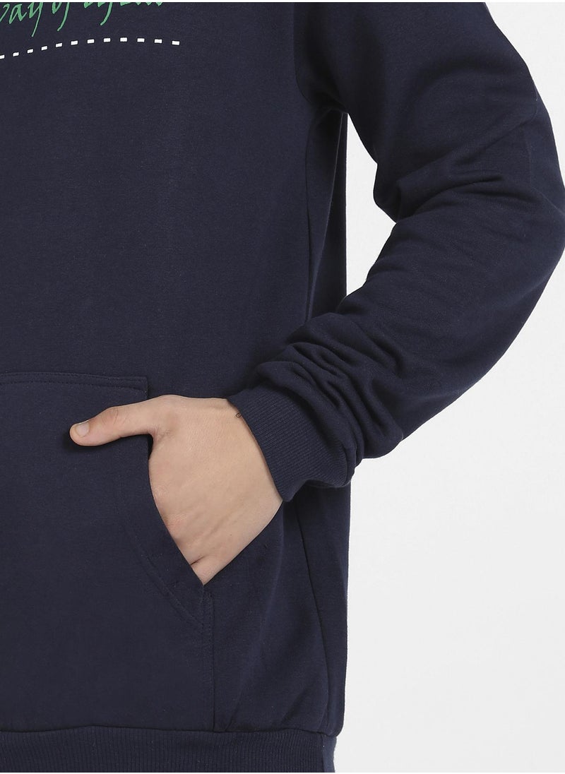 Men's Navy Blue Football Way Of Life Hoodie With Kangaroo Pocket