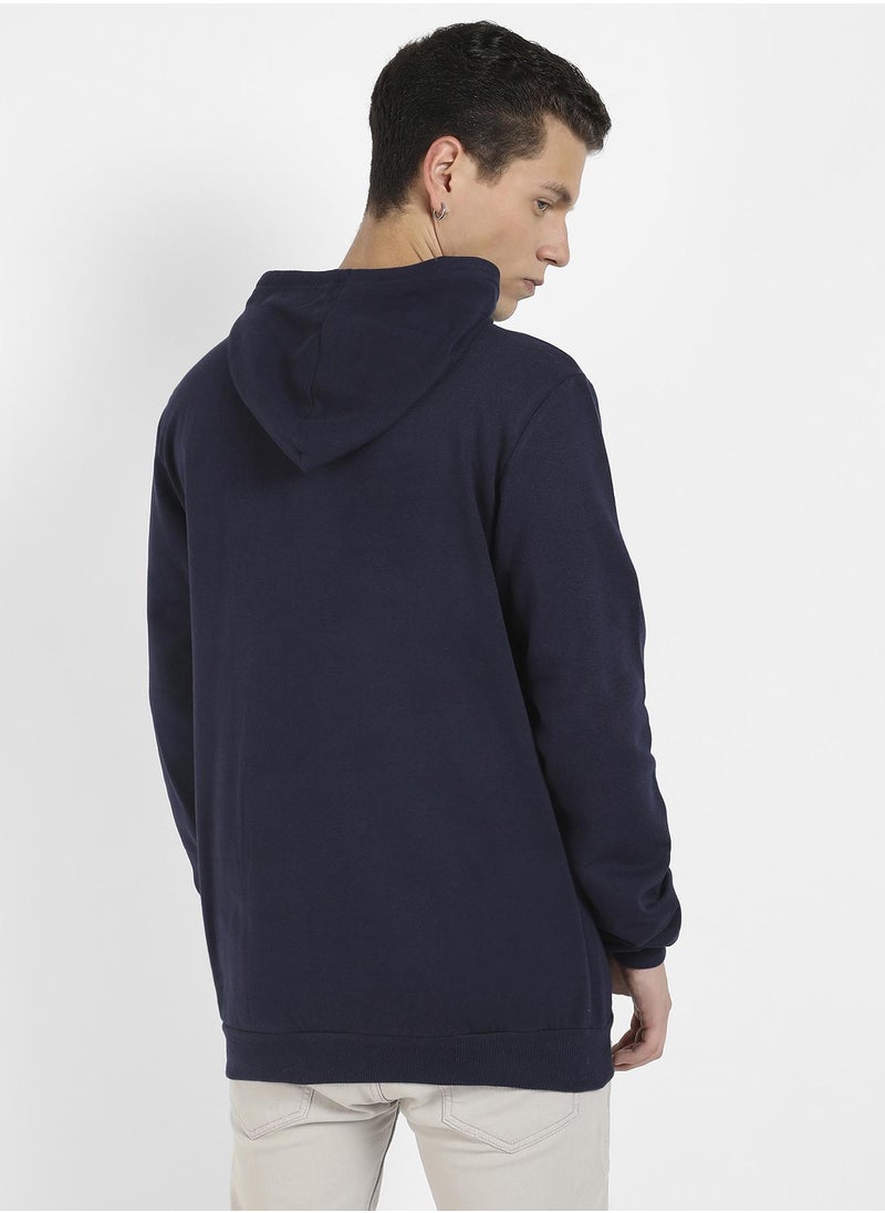 Men's Navy Blue Football Way Of Life Hoodie With Kangaroo Pocket