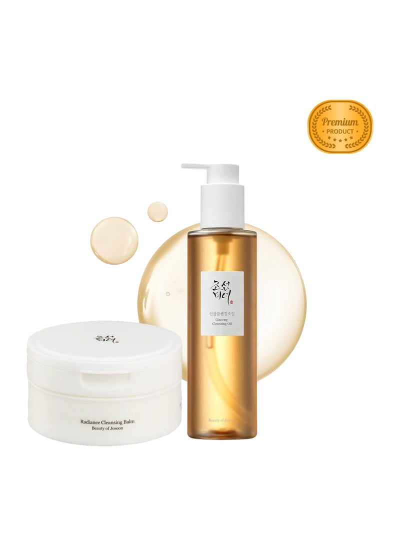 Double Cleansing Bundle Super Deal -Ginseng Cleansing Oil, Radiance Cleansing Balm, with Facial Massage Roller, (210ml+100 ml), 310 ml 310ml