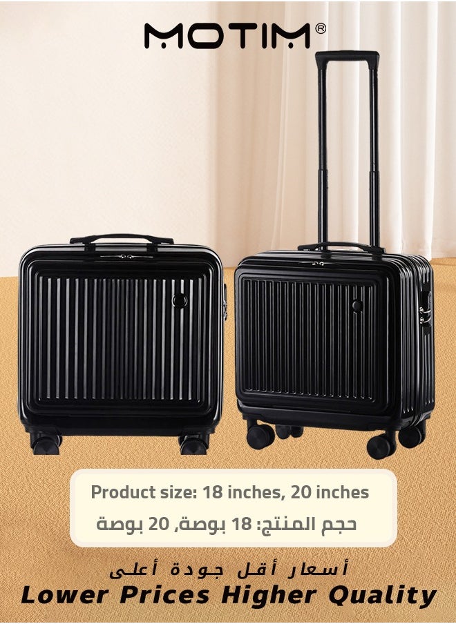 Travel Luggage Carry On Luggage with Spinner Wheels Aluminum Framed Carry On Suitcase with Front Open Laptop Compartment Pocket 55x25x38 CM Large Checked-in Luggage