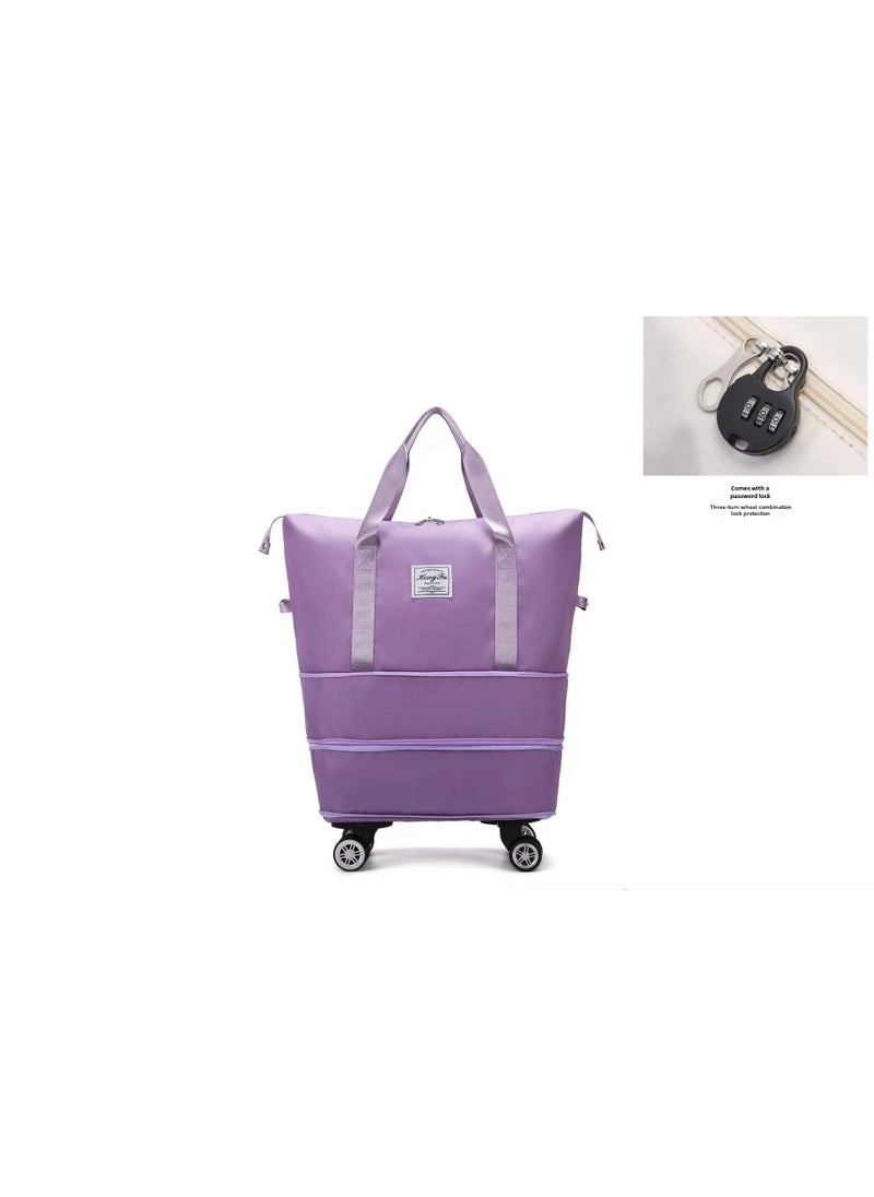 Extra Large Capacity Travel Bag with Universal Wheels and Safety Lock Light purple