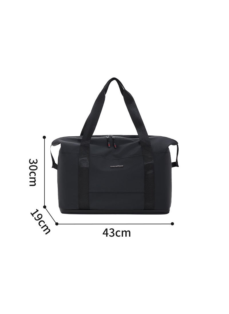 Expandable Travel Bag with Wet-Dry Compartment Black