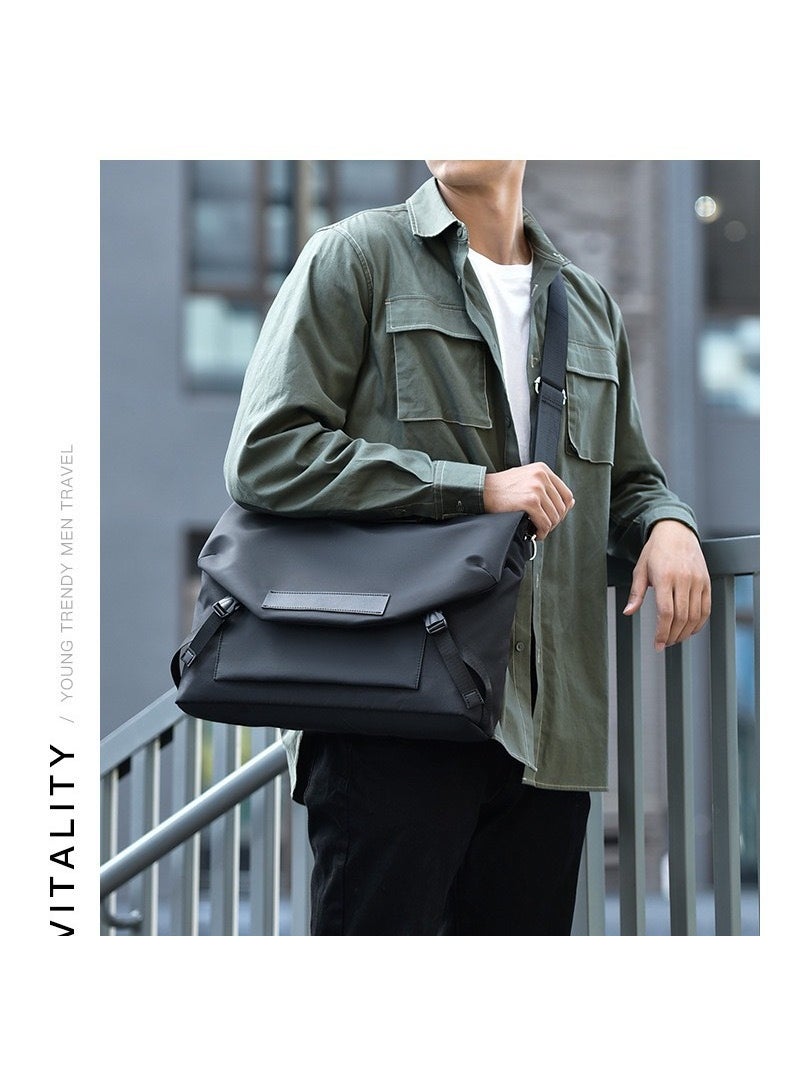 Laptop Bag shoulder crossbody fresh mens trendy cool 14 notebook 15.6-inch 13.3 Womens fashionable Korean style trendy Black printing