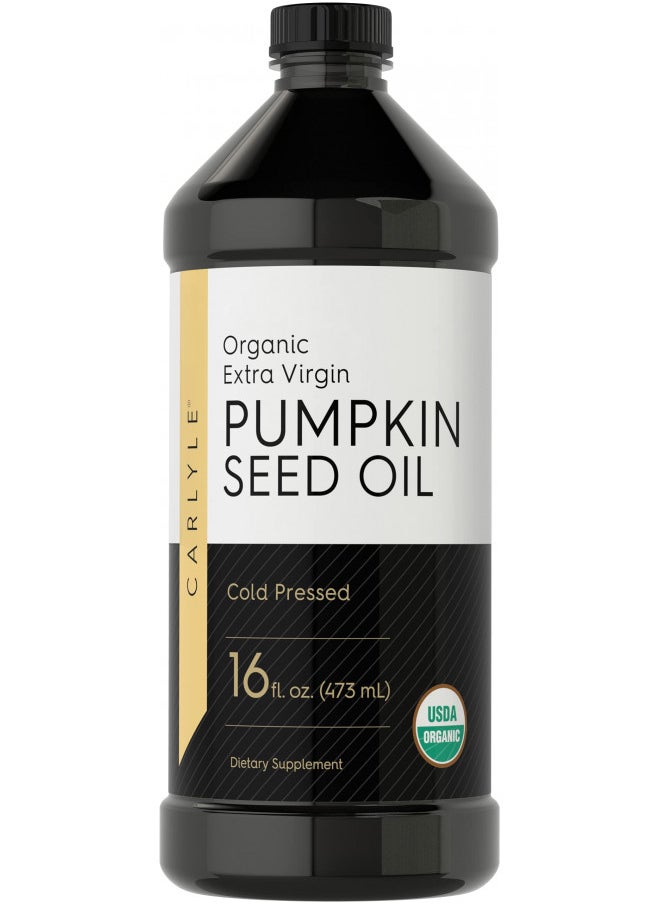 Carlyle Pumpkin Seed Oil 16oz Organic Cold Pressed | Extra Virgin | Vegetarian, Non-GMO, Gluten Free | Safe for Cooking | Great for Hair and Face