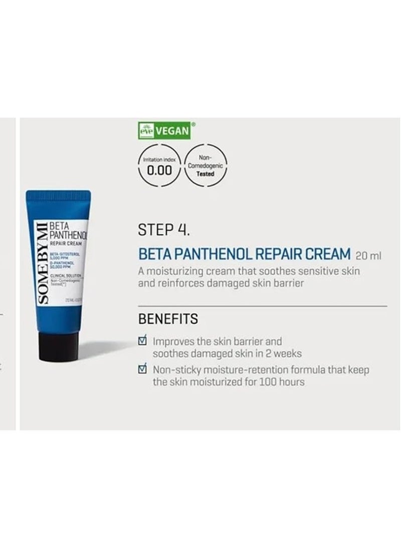 Beta Panthenol Repair Starter Kit - Includes Gel Cleanser 30Ml + Toner 30Ml + Serum 10Ml + Cream 20Ml - Korean Set Of 4 Travel Kit 100ml