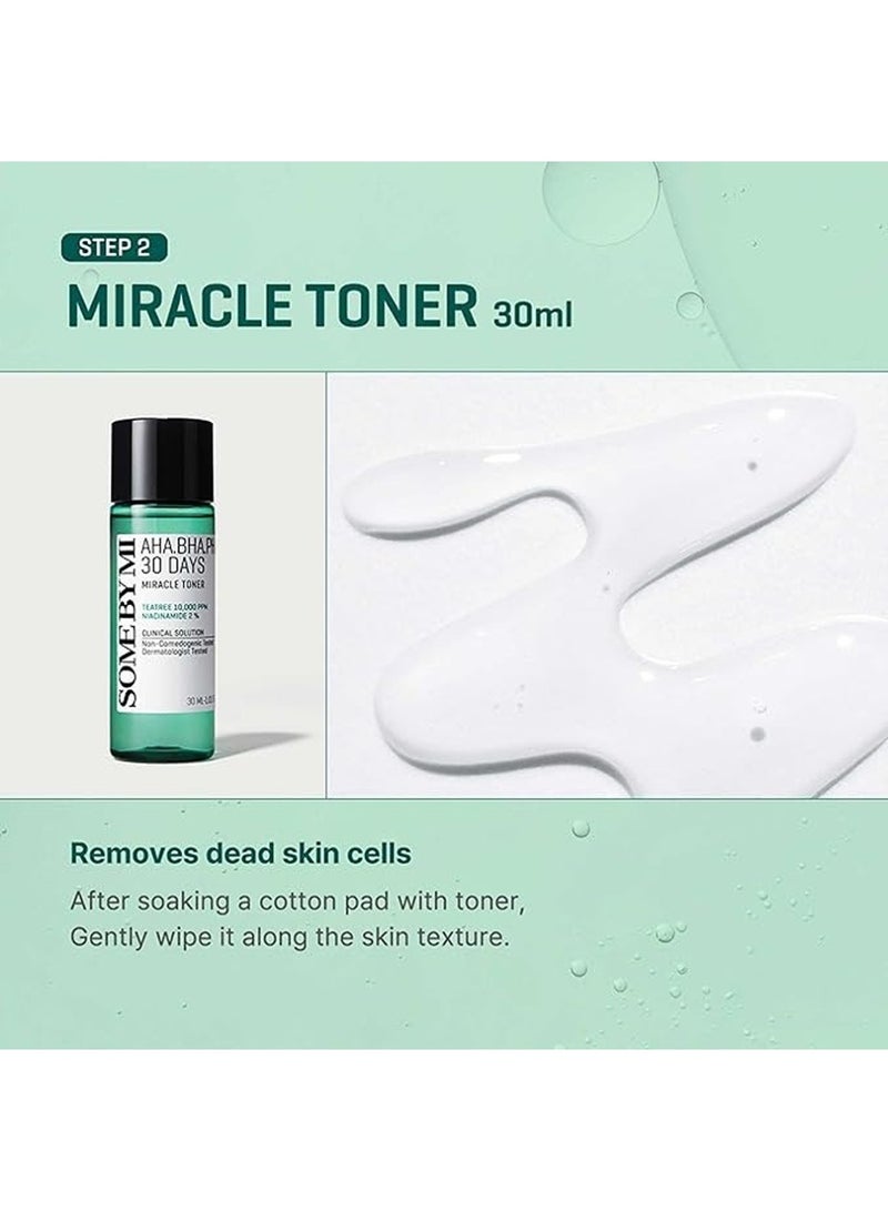 Aha-Bha-Pha 30 Days Miracle Starter Kit - Toner 30Ml + Serum 10Ml + Cream 20G + Cleansing Bar 30G - Set Of 4 Travel Kit 100ml