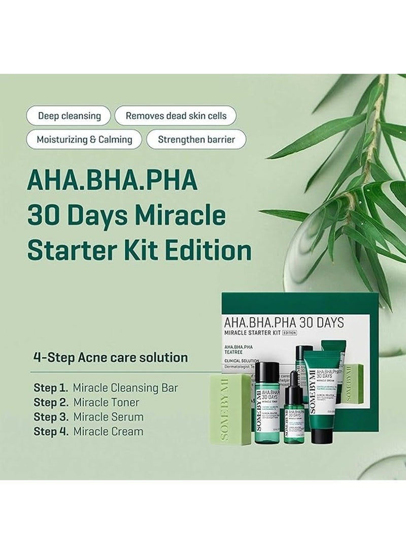 Aha-Bha-Pha 30 Days Miracle Starter Kit - Toner 30Ml + Serum 10Ml + Cream 20G + Cleansing Bar 30G - Set Of 4 Travel Kit 100ml