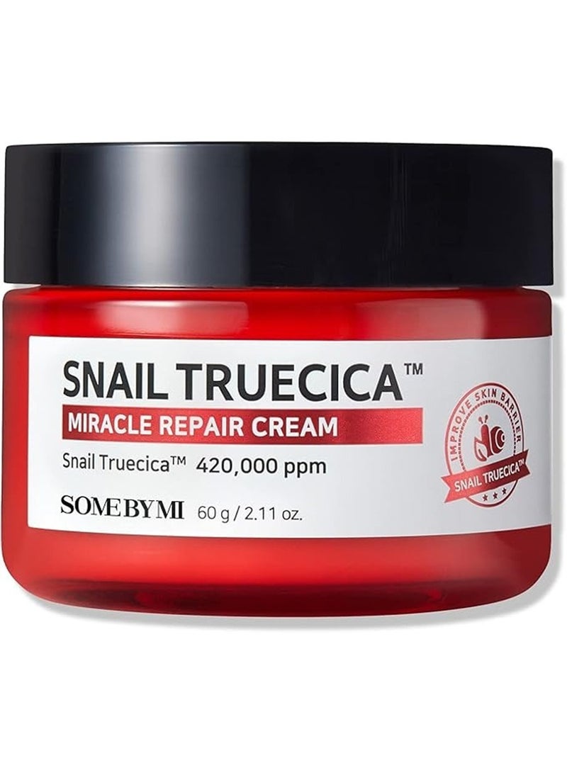 Snail Truecica Miracle Repair Cream - Made From Snail Mucin For Sensitive Skin - Daily Repair Face Moisturizer For Acne Marks And Strengthen Skin Barrier 60grams