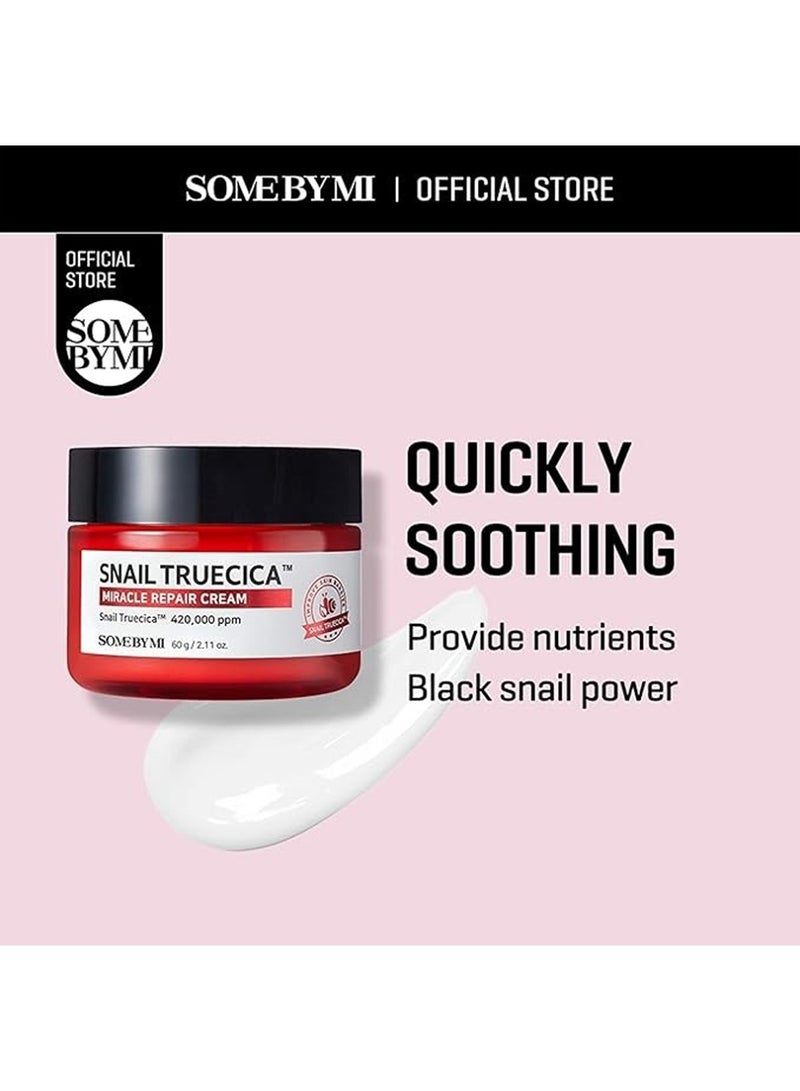 Snail Truecica Miracle Repair Cream - Made From Snail Mucin For Sensitive Skin - Daily Repair Face Moisturizer For Acne Marks And Strengthen Skin Barrier 60grams