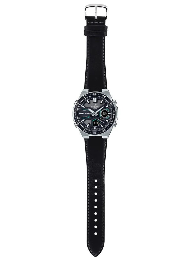 Casio Edifice EFV-C110L-1AVDF Black Digital-Analog Dial Black Leather Band