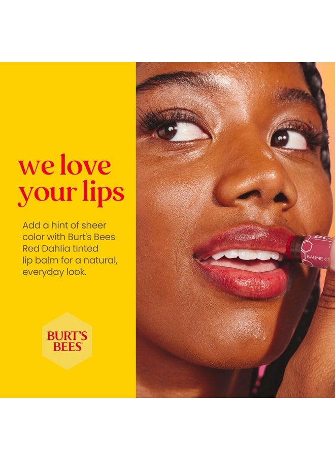 Burts Bees 100% Natural Tinted Lip Balm, Red Dahlia with Shea Butter & Botanical Waxes 1 Tube