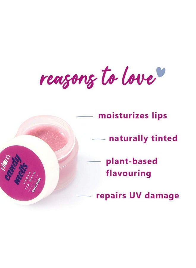 Plum Candy Melts Vegan Lip Balm | Berry Feast | With Natural Uv Protection, Ultra Moisturization & Added Shine For Lips | 100% Cruelty Free | Valentine'S Day Gift (12 G (Pack Of 1) Berry Feast)