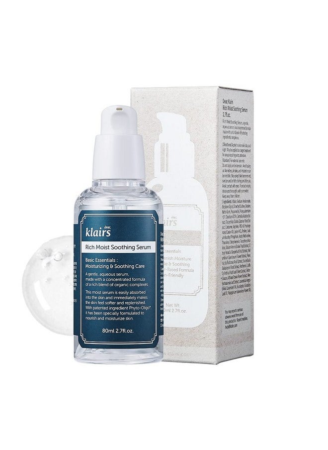 [Dear Klairs] Rich Moist Soothing Serum 2 7 fl oz 80 ml, Instant absorption, Non-greasy, hydration, cooling, basic care, unscented, Renewal