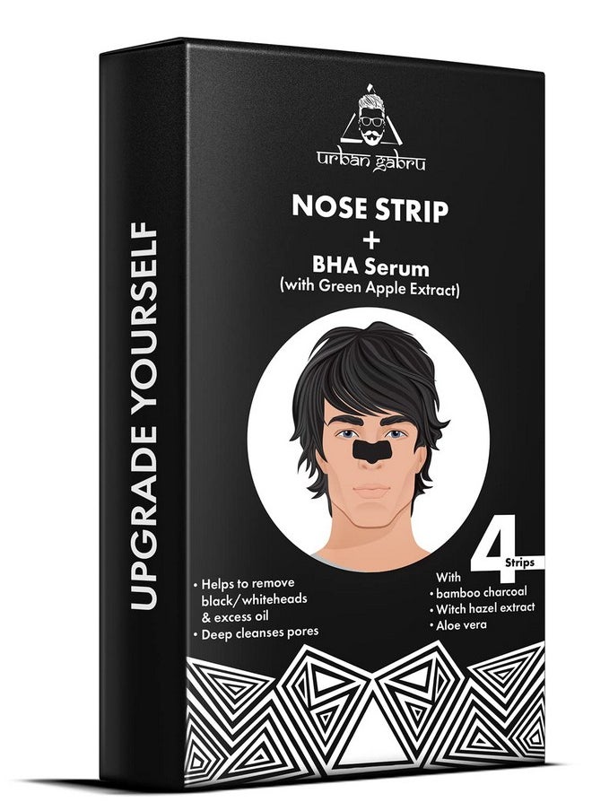 urbangabru Nose Strip with BHA Serum | Nose Strips for Blackhead, Whitehead Remover (4 Strips) | Pore Cleanser | with Natural Aloe Vera & Witch Hazel Extracts