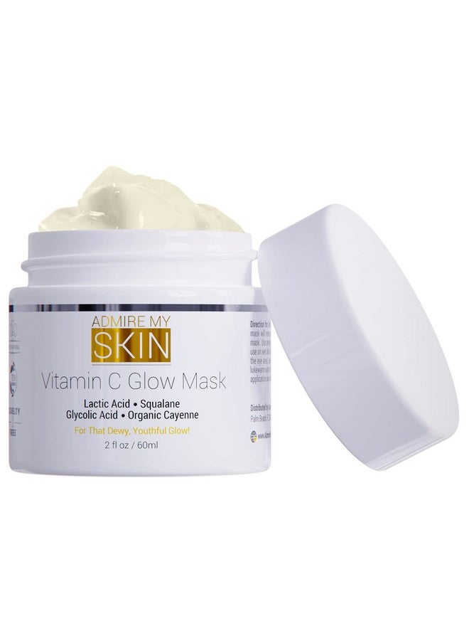 Vitamin C Mask for Face - Brightening Face Masks Skin Care Contains Glycolic Acid and Lactic Acid + Squalane Oil - Hydrating Beauty Face Mask for Glowing Youthful Skin and Smooth Even Skin Tone 2oz