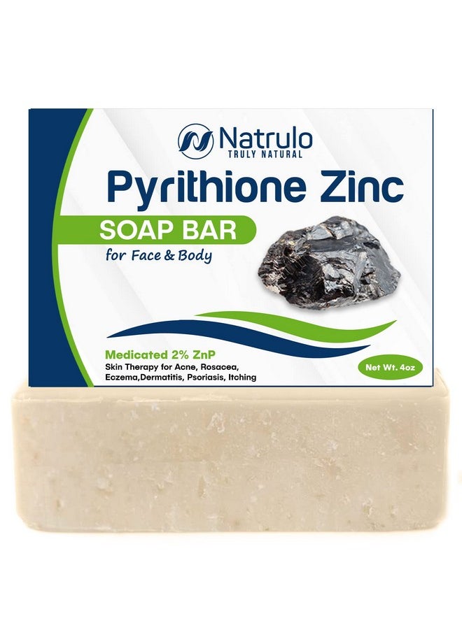 Pyrithione Zinc Soap Bar for Face & Body, 4oz | Medicated 2% ZnP Bar Soap Skin Therapy Cleanser for Acne, Rosacea, Eczema, Dermatitis, Psoriasis, Itching | Cleansing, Calming Facial Wash Made in USA