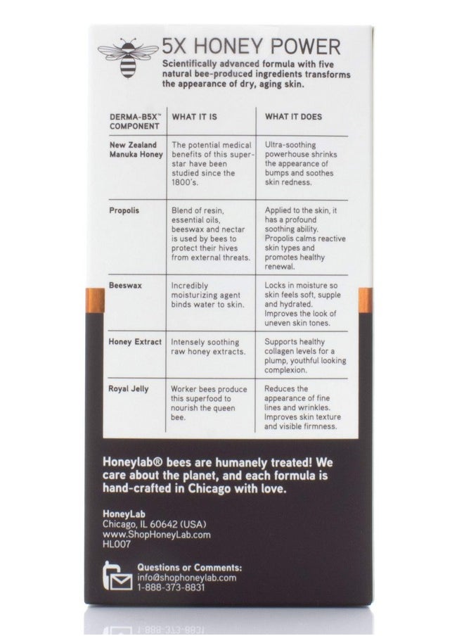 HoneyLab Vitamin C Face Serum with Hyaluronic Acid, Manuka Honey and peptides. Anti-aging serum contains Marine extracts that soften the look of dark spots, wrinkles and fine lines. 2oz bottle.