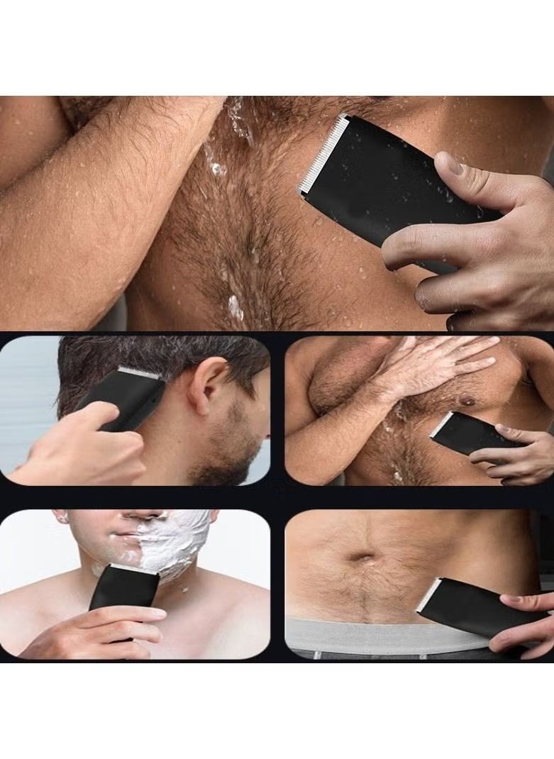 Mens Electric Groin Hair Trimmer Wireless Waterproof with Electric Dock Charger for Mens Underarm Leg Head Hand Body Shaver