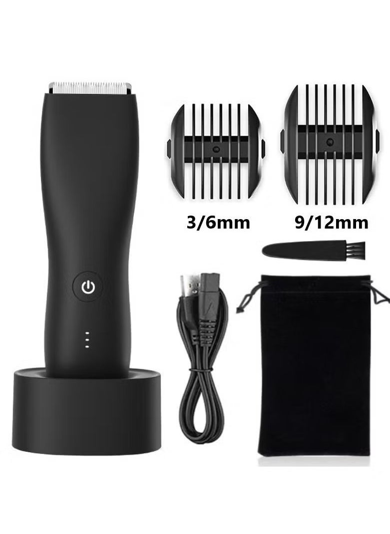 Mens Electric Groin Hair Trimmer Wireless Waterproof with Electric Dock Charger for Mens Underarm Leg Head Hand Body Shaver