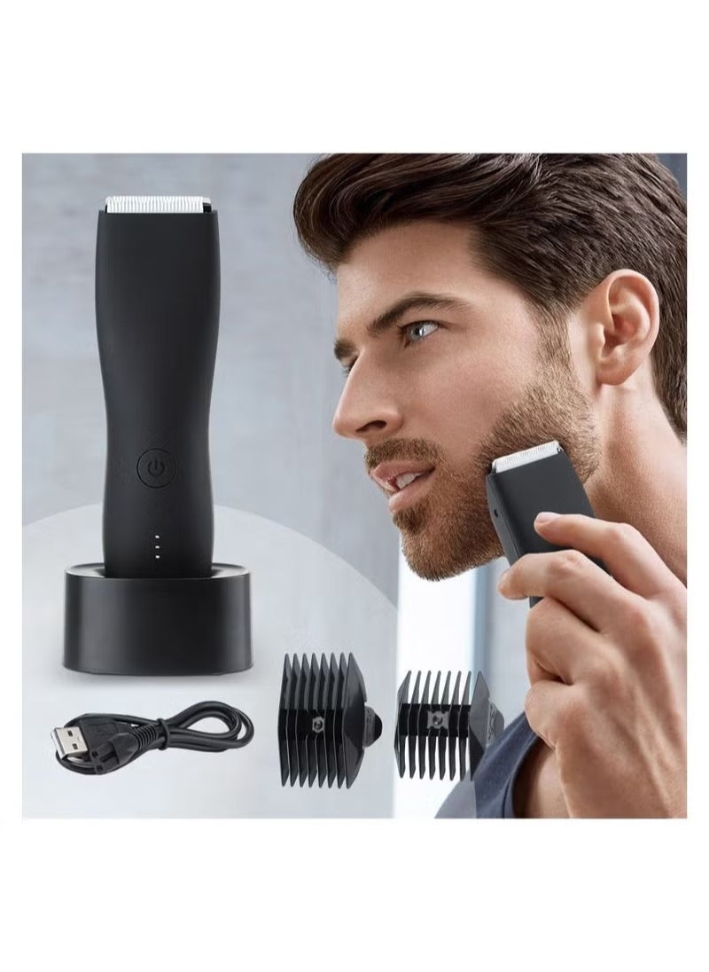 Mens Electric Groin Hair Trimmer Wireless Waterproof with Electric Dock Charger for Mens Underarm Leg Head Hand Body Shaver