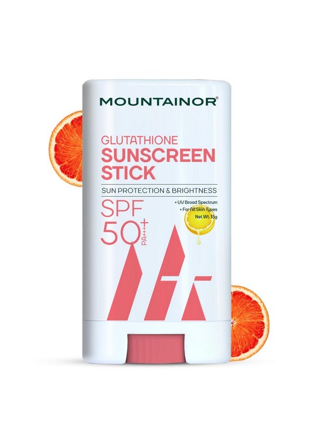 mountainor Glutathione Sunscreen Stick With Spf 50 | Sun Protection & Brightness With Broad Spectrum Pa ++++ | Lightweight & Water Resistant | No White Cast | Korean Formulation - All Skin Type (13G)