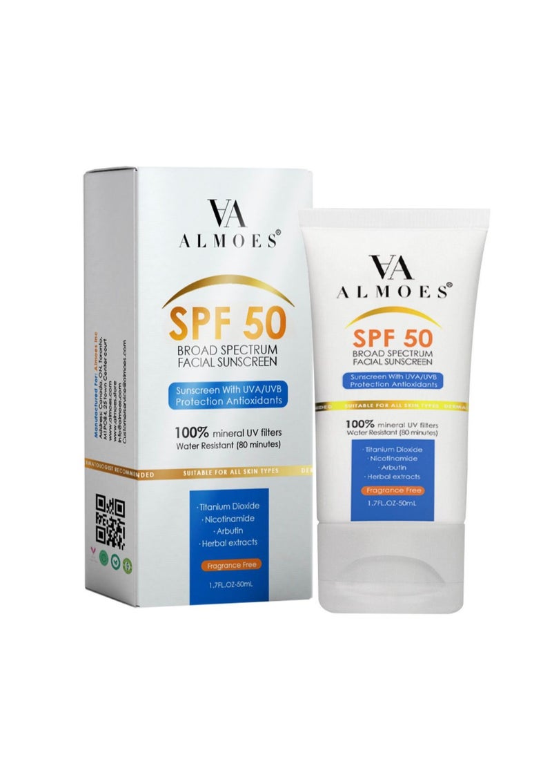 Almoes UV Clear Broad-Spectrum SPF 50 For Sensitive Skin 50ml