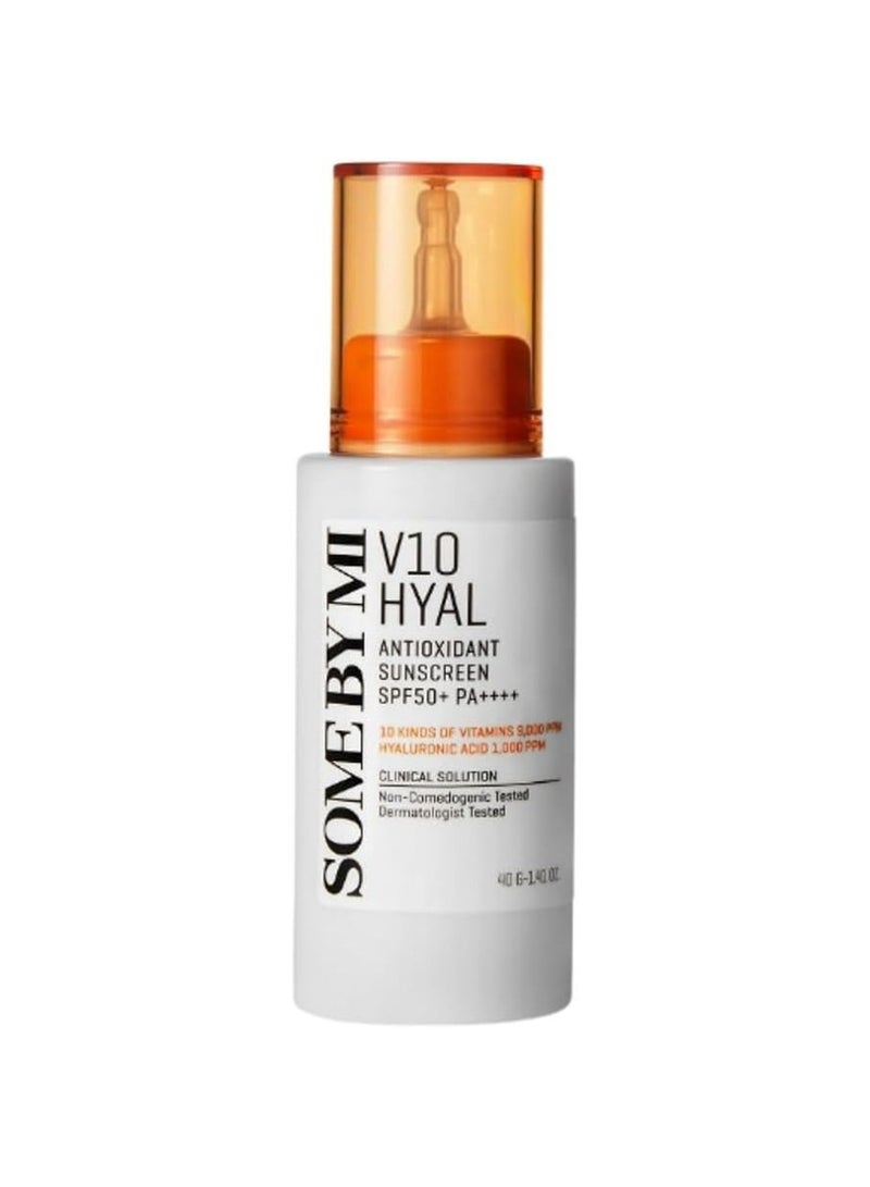 V10 Hyal Spf50 Sunscreen Antioxidant  - With Vitamin And Hyaluronic Acid To Nourish And Replenish Moisture - Rich Sunscreen Provides Brightening And Soothing Effects 40ml