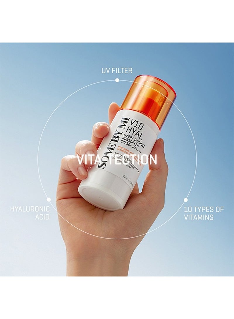 V10 Hyal Spf50 Sunscreen Hydra Capsule - With 10 Vitamins And Hyaluronic Acid - Suitable For Sensitive Skin 40ml