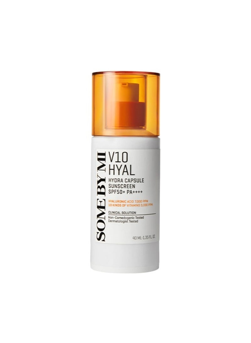 V10 Hyal Spf50 Sunscreen Hydra Capsule - With 10 Vitamins And Hyaluronic Acid - Suitable For Sensitive Skin 40ml