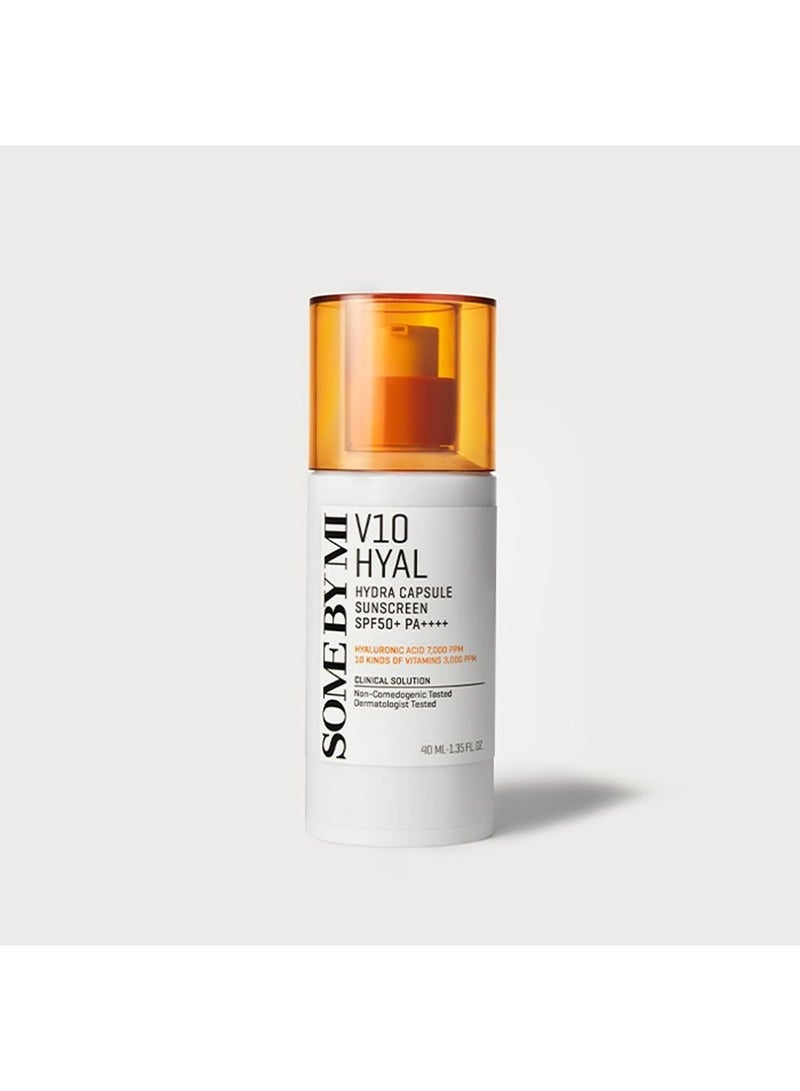 V10 Hyal Spf50 Sunscreen Hydra Capsule - With 10 Vitamins And Hyaluronic Acid - Suitable For Sensitive Skin 40ml