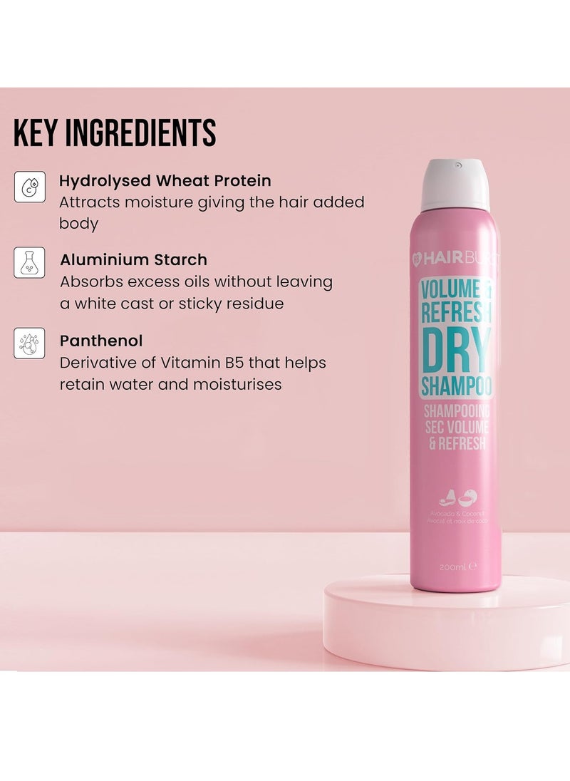 Volume and Refresh Dry Shampoo No White Residue Revitalising Hair with Added Texture and Root Lift Absorbs Excess Oils Enriched with Hydrolysing Wheat Protein and Panthenol