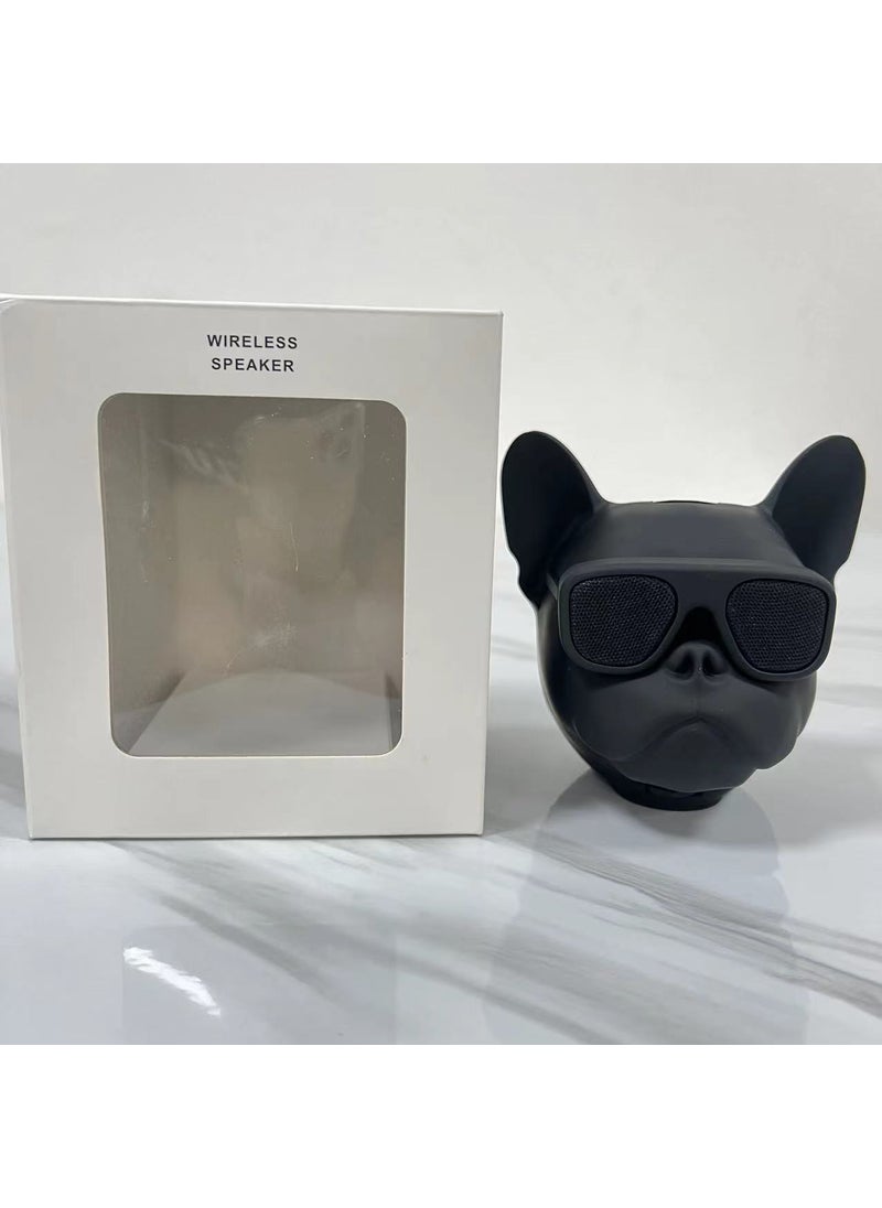 Trendy Bulldog Bluetooth Speaker TWS Portable Decor Medium matte black (10*10*9cm)