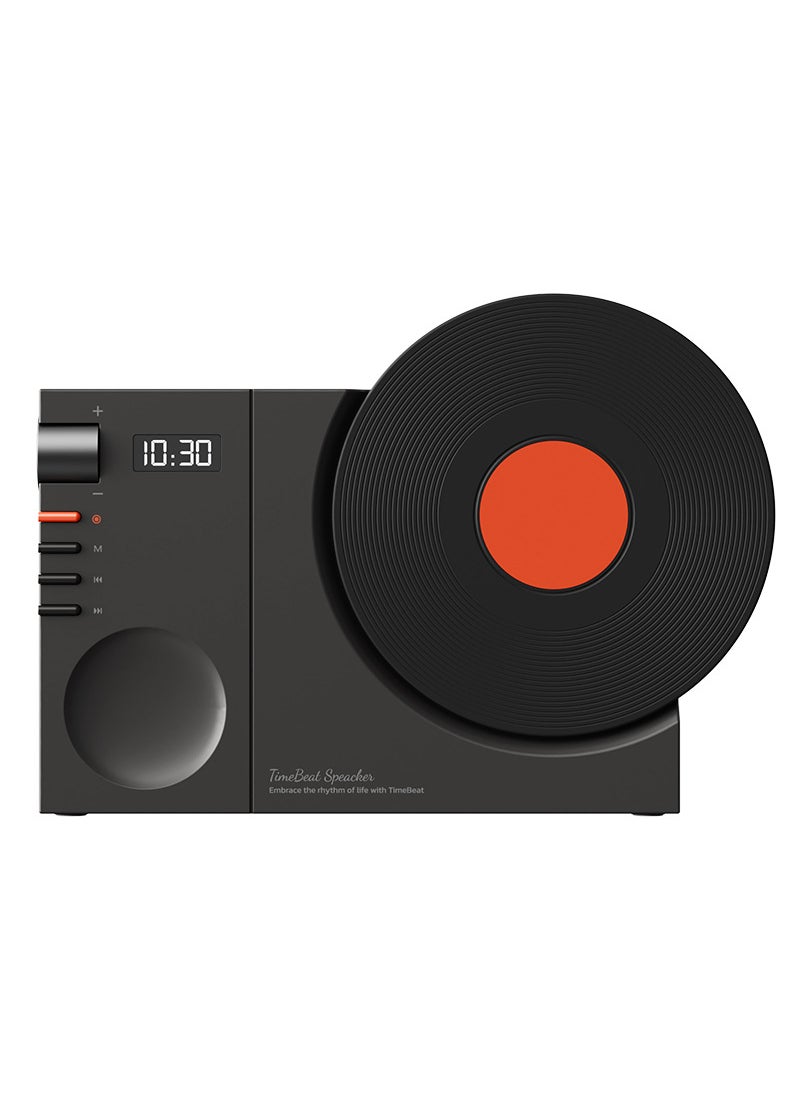 Retro Bluetooth Vinyl Record Player with Clock Stone Black