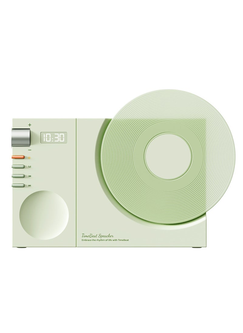 Retro Bluetooth Vinyl Record Player with Clock Green Plum Green